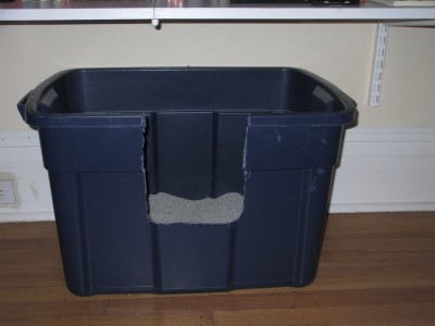 Modified storage bin as litterbox